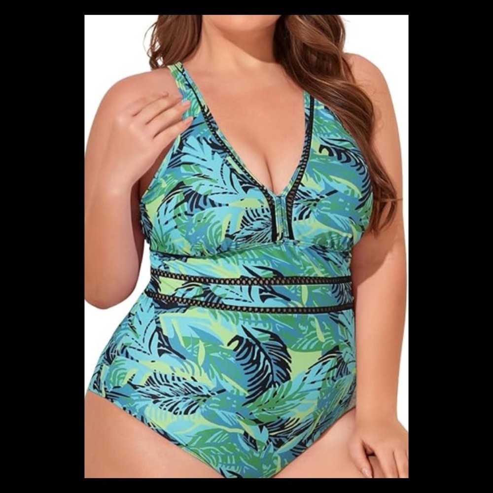 Green and black one piece swimsuit.30